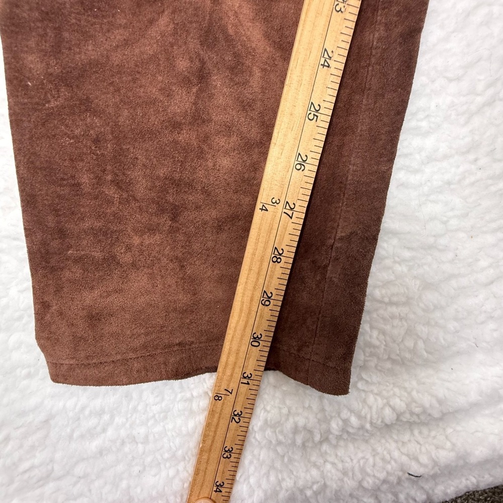 Margaret Godfrey Brown Suede Leather Pants Size 14 High Rise Vintage Style - Picture 13 of 13